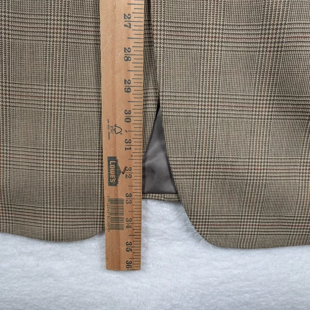 Jos A Bank Sport Coat Mens 46L Tan Glen Plaid Check Wool Silk Blazer Jacket‎